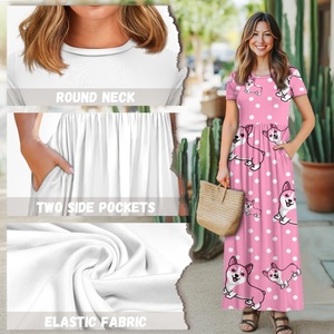 Vestido informal de manga corta transpirable para mujer, bolsillo, superventas, dulce a la moda, respuesta rápida para pedidos pequeños personalizable - Product Image 6