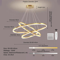 Luminaire suspendu LED en forme d'anneau, aluminium + acrylique, télécommande, hauteur réglable, CRI 97, économie d'énergie, pour la maison, le bar, le bureau, l'hôtel