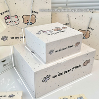 Boîte cadeau à fermeture magnétique imprimée mignonne, étui de rangement en papier avec motif animal de dessin animé et art éclaboussant pour emballage de cadeau d'anniversaire