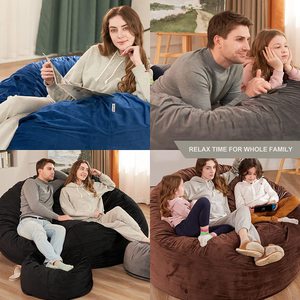 เก้าอี้บีนแบ็กโซฟาแบบพับได้ขนาดใหญ่สำหรับเด็กและผู้ใหญ่ผ้าขนเฟอร์เทียมเนื้อนุ่มพร้อมเมมโมรี่โฟมสำหรับใช้ในบ้านและนอน - Product Image 4