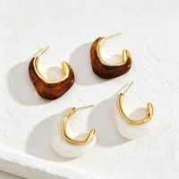 Boucles d'oreilles demi-cercle résistantes à l'eau en résine acrylique nacrée marron écaille de tortue géométrique CustomJewelry