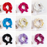 Syal Sutra Persegi 60cm Warna Solid Wanita Baru - Satin Profesional Dasi Leher Pembungkus Leher Kerudung