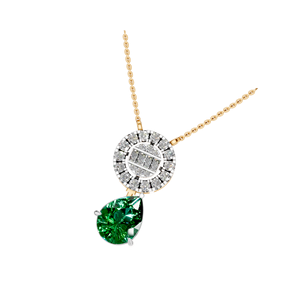 Élégant pendentif halo émeraude taille poire avec accents de diamants pavés en or rose massif-un design sophistiqué et intemporel - Product Image 3