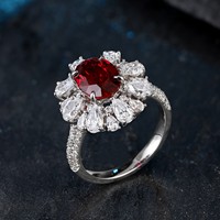 Bague en argent sterling 925 avec rubis de laboratoire couleur sang de pigeon, bijoux fins de mode pour mariage