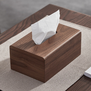 <b>Black</b> Walnut Wood <b>Tissue</b> Box Solid Wood Desktop Storage Multipurpose Living Room Coffee Table <b>Paper</b> Holder - Product Image 1