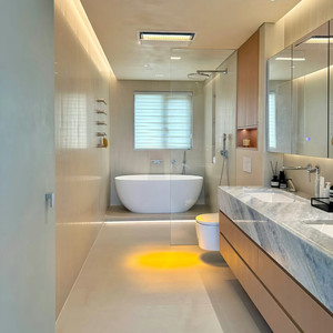 Meuble de salle de bain en bois massif peint avec lavabo sous plan en pierre naturelle de luxe bleu cristal - Product Image 4