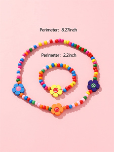 <span class=keywords><strong>Set</strong></span> di Gioielli per Bambine con Fiori, Nuova Moda con Collana e Braccialetto con Ciondolo a Fiore e Perline per Ragazze - Product Image 6