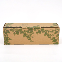 Boîte en kraft haute et fine, écologique, avec imprimé botanique vert, auto-scellante, emballage en papier recyclable