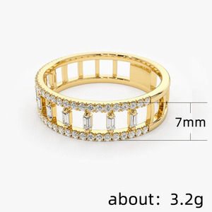 Anello di Diamanti F443 in Oro Massiccio 18K, Taglio Baguette, Colore G Naturale, Anello di Fidanzamento Classico da Donna - Product Image 5