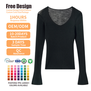 ผู้ผลิตเสื้อถัก รับผลิตแบบ OEM ODM เสื้อถักแขนยาวลำลองสำหรับฤดูใบไม้ร่วง เสื้อไหมพรมถักสำหรับผู้หญิง - Product Image 2