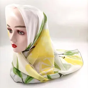 Foulard hijab en voile de coton coréen, grande écharpe carrée, imprimée, personnalisée, nouvelle collection 2021