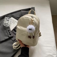Tas Ransel Wanita Outdoor PU Model Messenger, Ritsleting, Bahan Poliester, Ringan, Portabel untuk Mahasiswa, Tahan Air