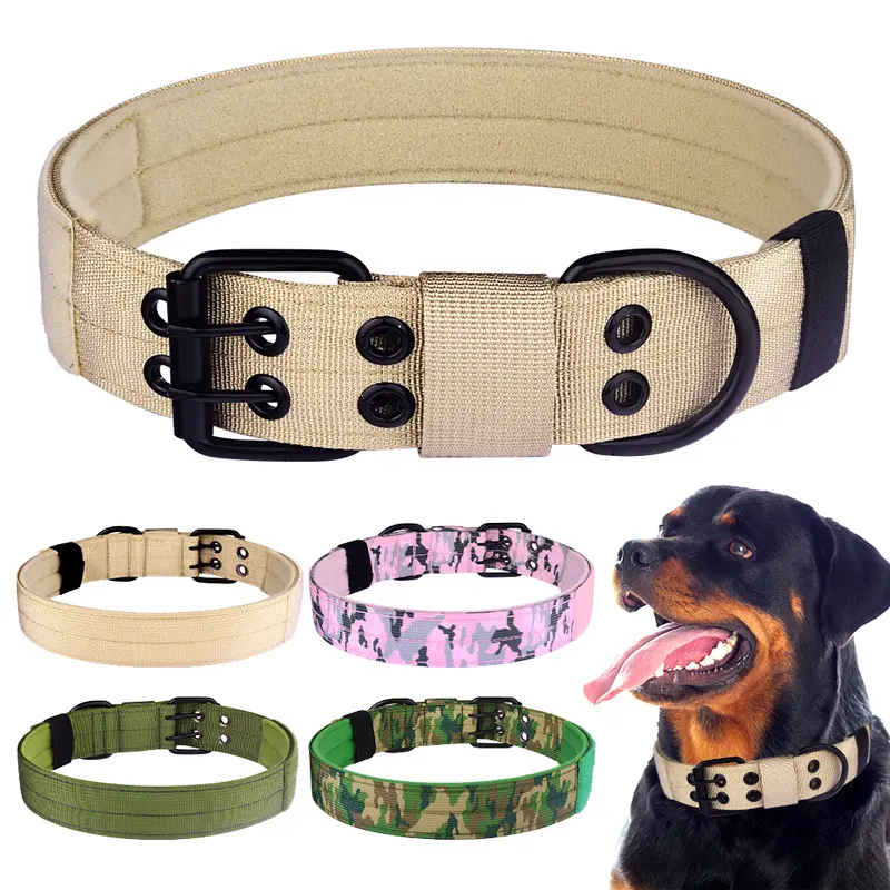 Outdoor Tactical Dog collars Heavy Duty Padded training Pet collars are suitable for medium large and oversized dogs with padded