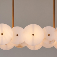 Lustre linéaire moderne en albâtre, abat-jour élégants en forme de globe pour salle à manger ou salon, luminaire suspendu Wabi Sabi