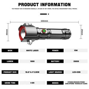 CITICITY Multifunction Aluminum Work <b>Light</b> Powerful <b>LED</b>&COB Flashlight Red-Blue Flashing <b>Rechargeable</b> USB - Product Image 2