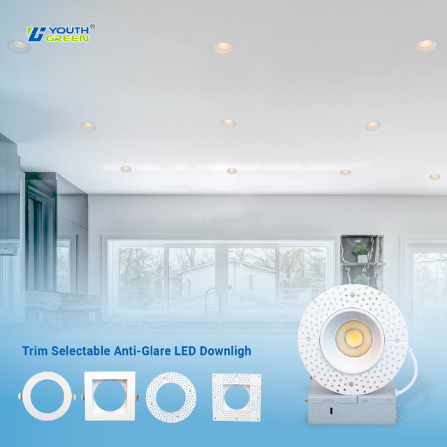 4 Inch Aluminum Modern Shape Trimless LED Anti-Glare Downlight 15W CRI90+ 5-100% Triac Dimmable High Brightness Ceiling Lights