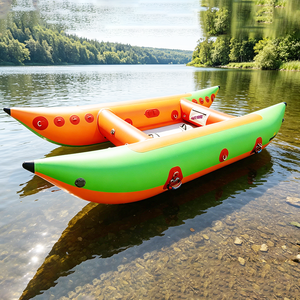 Bateau banane gonflable pliable en PVC de 12 pieds, robuste et personnalisé, type Thundercat, catamaran 4 places pour sports nautiques en eaux vives - Product Image 4