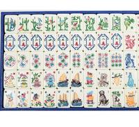 Jeu de Mahjong américain en acrylique ivoire gravé au laser, motif bateau et animaux orientaux, 160 tuiles, Joker, pour jeu de société familial