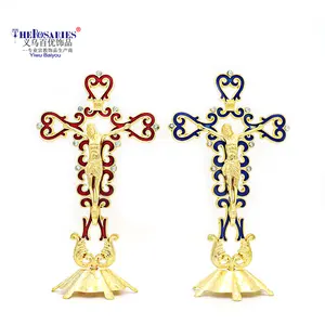 Ouro crossjesus cristo crucifixo fabricação religiosa personalizada esmalte metal lembrança decoração
