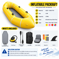 Packraft gonflable 3M pour 2 personnes, kayak en TPU avec plancher Drop Stitch, radeau portable pour lac, rivière, aventures en plein air
