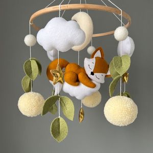 Cama colgante hecha a mano para bebé recién nacido, bolas de fieltro de felpa, estilo bohemio, neutral, musical - Product Image 5