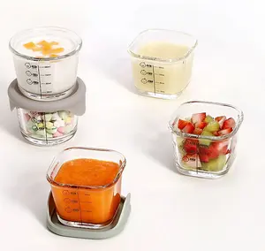 Recipiente de vidrio de alta borosilicato para cocina, recipiente fresco para alimentos con tapa, para uso de bebé, 180ml