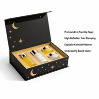Boîtes d'emballage cosmétiques personnalisées de luxe en noir mat avec estampage doré, boîte cadeau rigide en papier magnétique pour ensemble de soins de la peau et de beauté