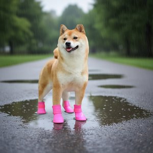 Bottes de pluie en PVC pour chien pour la protection des pattes, chaussures imperméables pour animaux de compagnie, design mignon de couleur unie, utilisation en toutes saisons, taille M, modèle BUT.33.2, E - Product Image 2