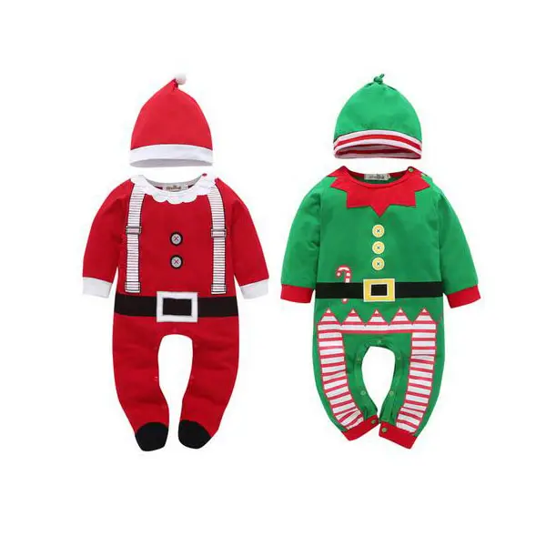 ecowalson New Christmas clothes baby rompers Boy Girl Kids Romper Hat Set santa claus baby costume Christmas Gift newborn