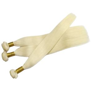 2024 vente chaude trame de cheveux russes Double trame de Machine étirée 100% faisceaux de cheveux bruts humains européens couleur blonde - Product Image 3