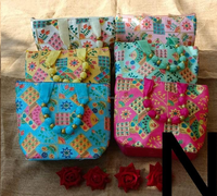 Pochette de soirée indienne faite à la main en soie satinée brodée vintage avec perles et deux poignées – Idéale pour le Nouvel An, les mariages et les fêtes