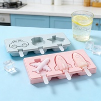 Moule à glaces en silicone de qualité alimentaire à 3 cavités avec logo personnalisé et bâtonnets à glace – Outil DIY pour la fabrication de glaces en gros