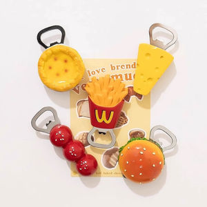 Nuevo y creativo abridor de botellas de cerveza en forma de <span class=keywords><strong>queso</strong></span>, imanes de resina <span class=keywords><strong>para</strong></span> nevera <span class=keywords><strong>para</strong></span> uso doméstico, abridor de patatas fritas, <span class=keywords><strong>Hamburguesa</strong></span> de maíz <span class=keywords><strong>para</strong></span> el hogar - Product Image 6