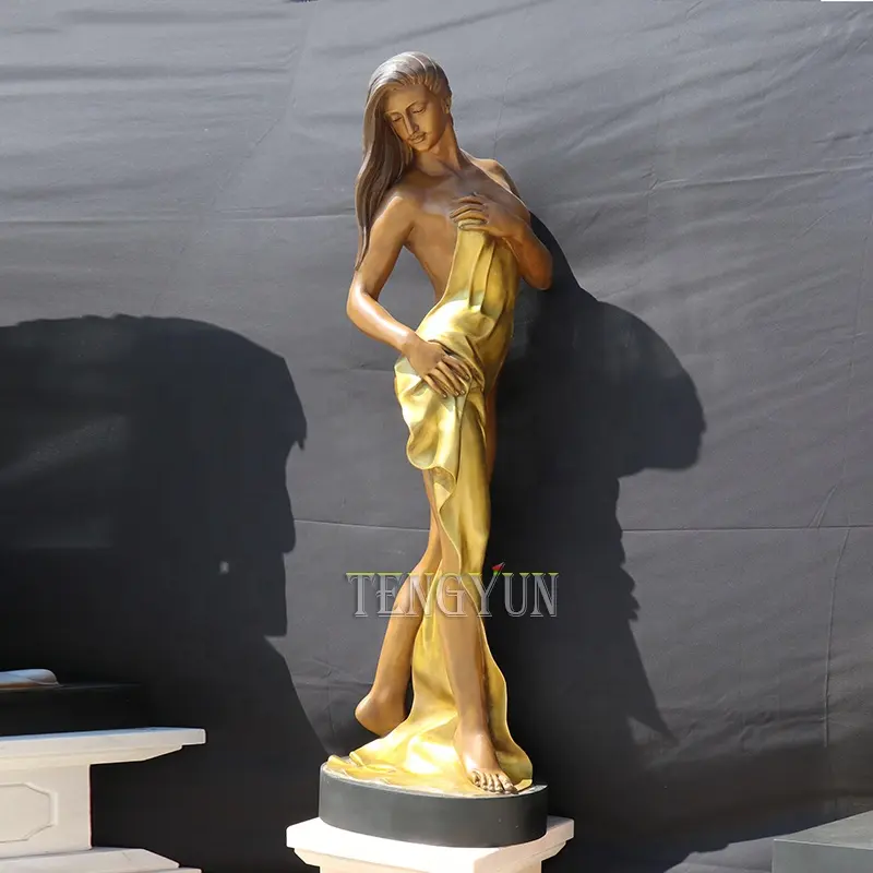 Escultura de homem de cobre de alto polimento para decoração de jardim, figura de ação sexy para meninas e homens nus