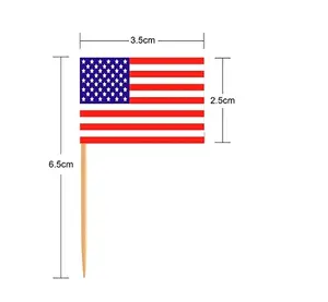 High Quality Custom Fast Delivery Banner Toothpick American Flag With Bamboo Materials