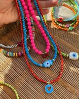 Prêt à expédier en gros chanceux été plage verre perle de rocaille polymère argile pendentif tour de cou collier pour bijoux de mode femmes