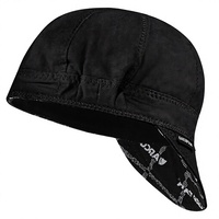 Casquette de soudage réversible ARCCAPTAIN avec bande élastique rétractable, design à 8 panneaux, coton ignifuge 10 oz, noir, convient aux hommes/femmes, 7 3/4