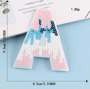 Factory Direct Custom Embroidered <strong>Fabric</strong> Patches Reversible Sequin <strong>Letter</strong> Design with 3D Effect and Lace Decoration - Product Image 6