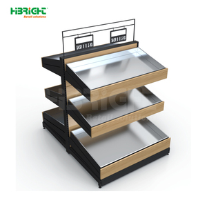 מדפי גונדולה ממתכת לסופרמרקט, מדף תצוגה לבן חד צדדי, זול, מסין, לחנויות סיטונאיות - Product Image 3