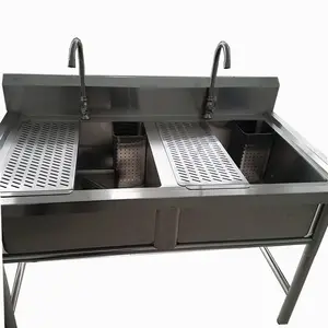 Stainless Steel Sink Limbah Dapur Koleksi Meja Kerja dengan Double Bench Sink