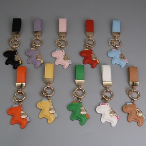 Handmade Female Cute Pony Bag Adornment Keychain PU Leather Bulk <b>Key</b> Pendant for Women's Handbag <b>Tag</b> Type - Product Image 1