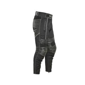 Pantalon de course à vélo en cuir patchwork noir, pantalon de moto imperméable avec bande réfléchissante - Product Image 1