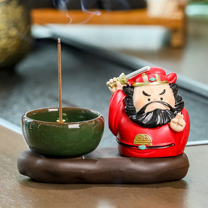 Quemador de incienso Zhong Kui de estilo chino, hecho a mano en resina, para ceremonia del té, meditación, adorno - Product Image 1