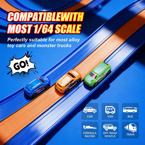 Pista de Carreras de Juguete DIY de 3 Carriles, Pista Flexible para Niños de 16.4 Pies, Compatible con Autos de Carreras de Juguete con Ruedas de Fricción, Escala 1/64 - Product Image 5