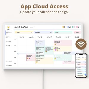 Tableau de planification familiale Insovision avec écran tactile intelligent, prévisions météo en temps réel, calendrier numérique LCD - Product Image 2