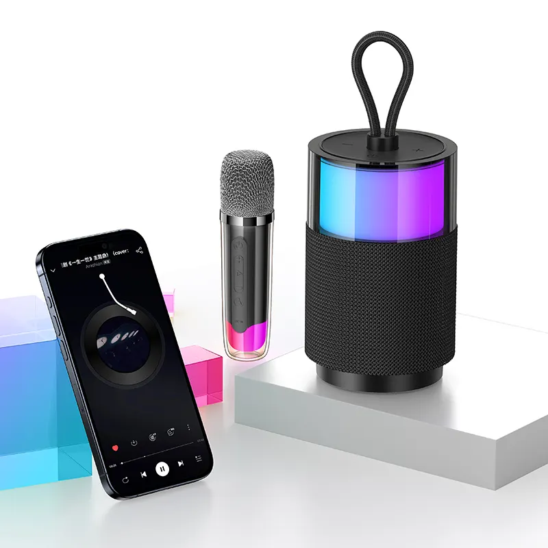 USAMS Bluetooth Wireless Microphone Speaker with Handheld Home KTV Karaoke for Theatre Features Woofer Plastic ABS Material