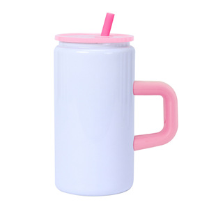 Sublimation 16oz Stainless Steel <strong>Mason</strong> <strong>Jar</strong> Double Vacuum <strong>Tumbler</strong> <strong>with</strong> <strong>Handle</strong> and Straw Lid <strong>Tumbler</strong> <strong>with</strong> Straw and <strong>Handle</strong> - Product Image 6