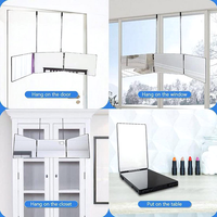 Meilleures ventes : Miroir de barbier 360 LED à 3 voies, réglable en hauteur avec crochet de fixation sur la porte, miroir pliable pour la coupe de cheveux en solo