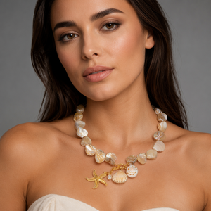 Collar de Perlas Barrocas de Moda con Colgante de Concha y Estrella de Mar, Perlas Naturales Irregulares, Joyería Estética Oceánica de Verano para Mujer - Product Image 2
