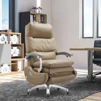 Chaise de direction de bureau à domicile confortable en cuir PU haut de gamme, en alliage de fer, électrique, réglable, avec cadre en bois